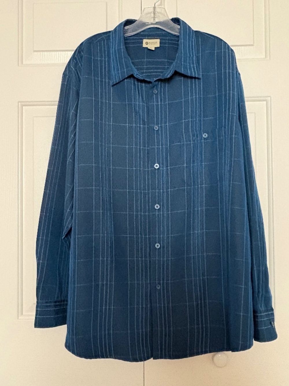 Men's Blue Haggar Long Sleeve Shirt, Size XXL, Excellent Condition